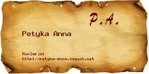 Petyka Anna névjegykártya